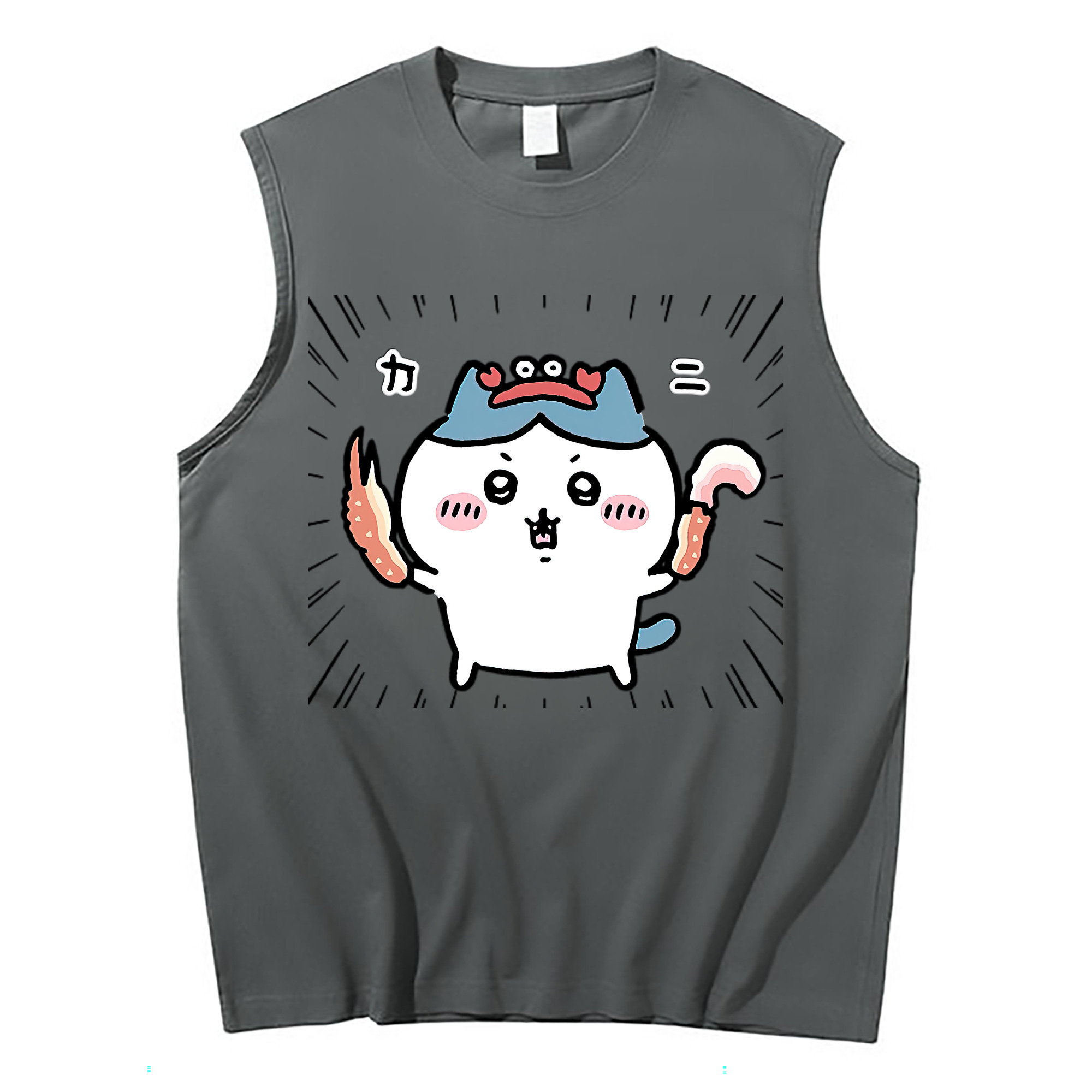 （画像用） ちいかわ ハチワレ Chii-kawa hachiware コットン100％タンクトップ（フロントプリント）